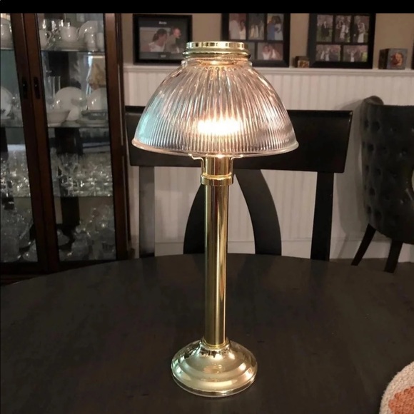 PartyLite Brass Candle Holder with Glass Shade Retired